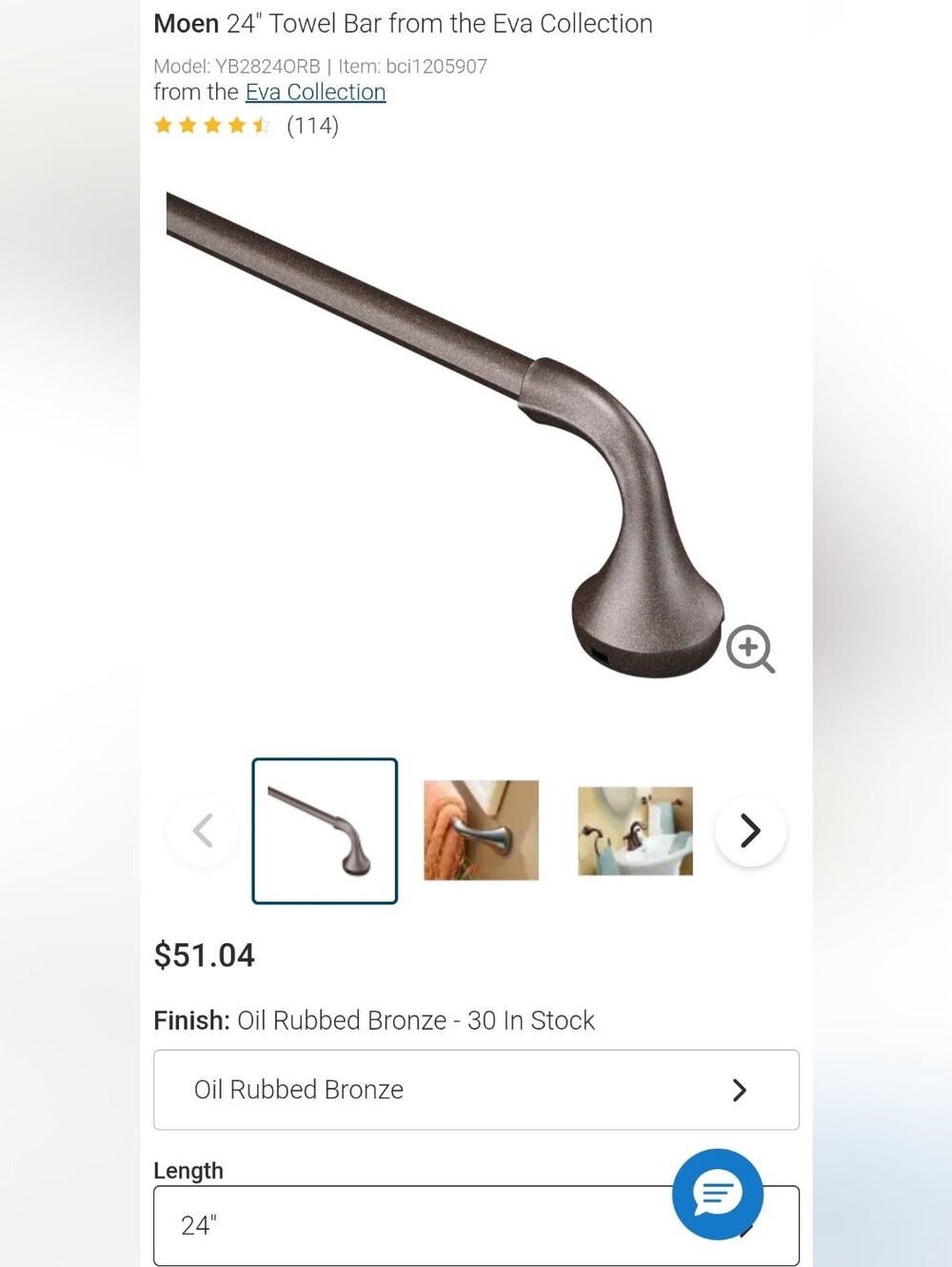 Moen Eva Collection 24" Towel Bar